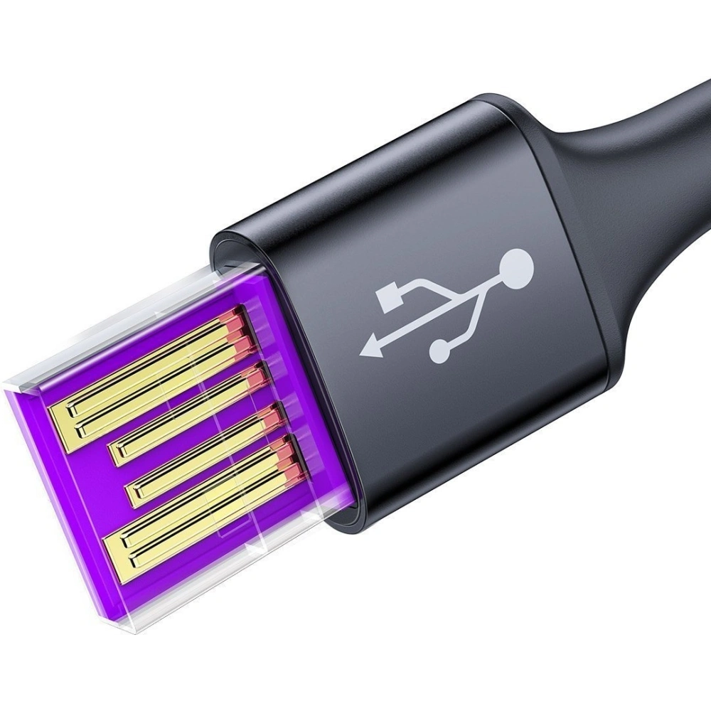 Kabel USB-C z podświetleniem LED Baseus Halo do Huawei SuperCharge, 5A, 1m, 40W (czarny)