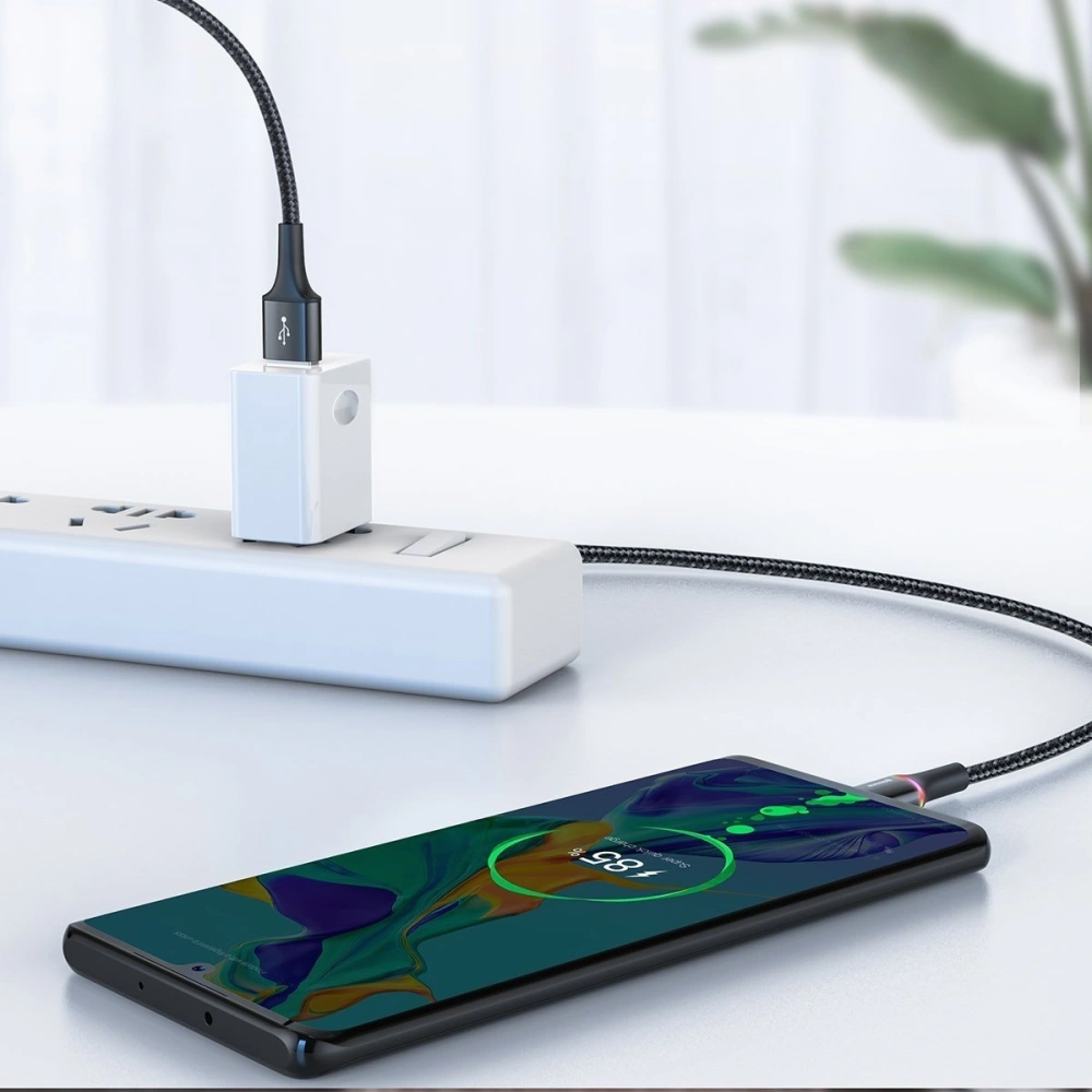 Kabel USB-C z podświetleniem LED Baseus Halo do Huawei SuperCharge, 5A, 1m, 40W (czarny)