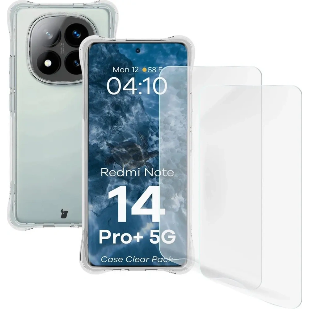 Etui + 2x folia na ekran Bizon Case Clear Pack do Xiaomi Redmi Note 14 Pro+ Plus 5G