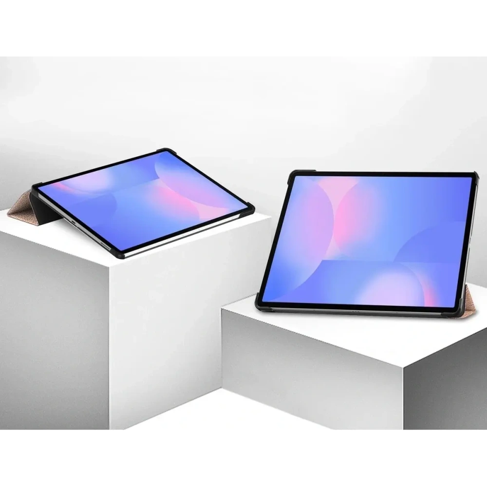 Etui z klapką Bizon Case Tab Croc do Samsung Galaxy Tab S10 FE+ Plus różowozłote