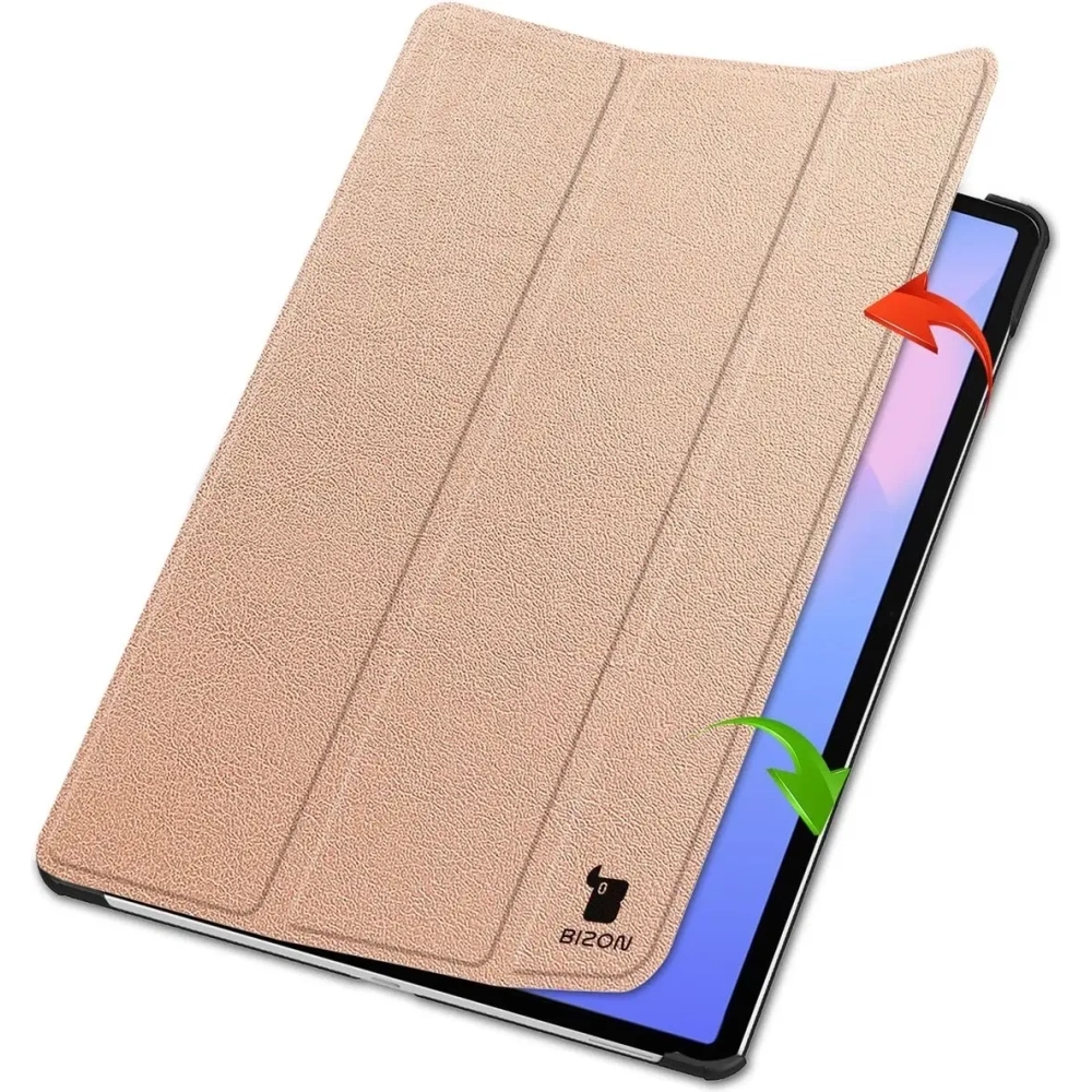 Etui z klapką Bizon Case Tab Croc do Samsung Galaxy Tab S10 FE+ Plus różowozłote