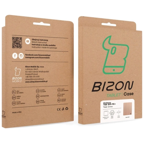 Etui z klapką Bizon Case Tab Croc do Samsung Galaxy Tab S10 FE+ Plus różowozłote