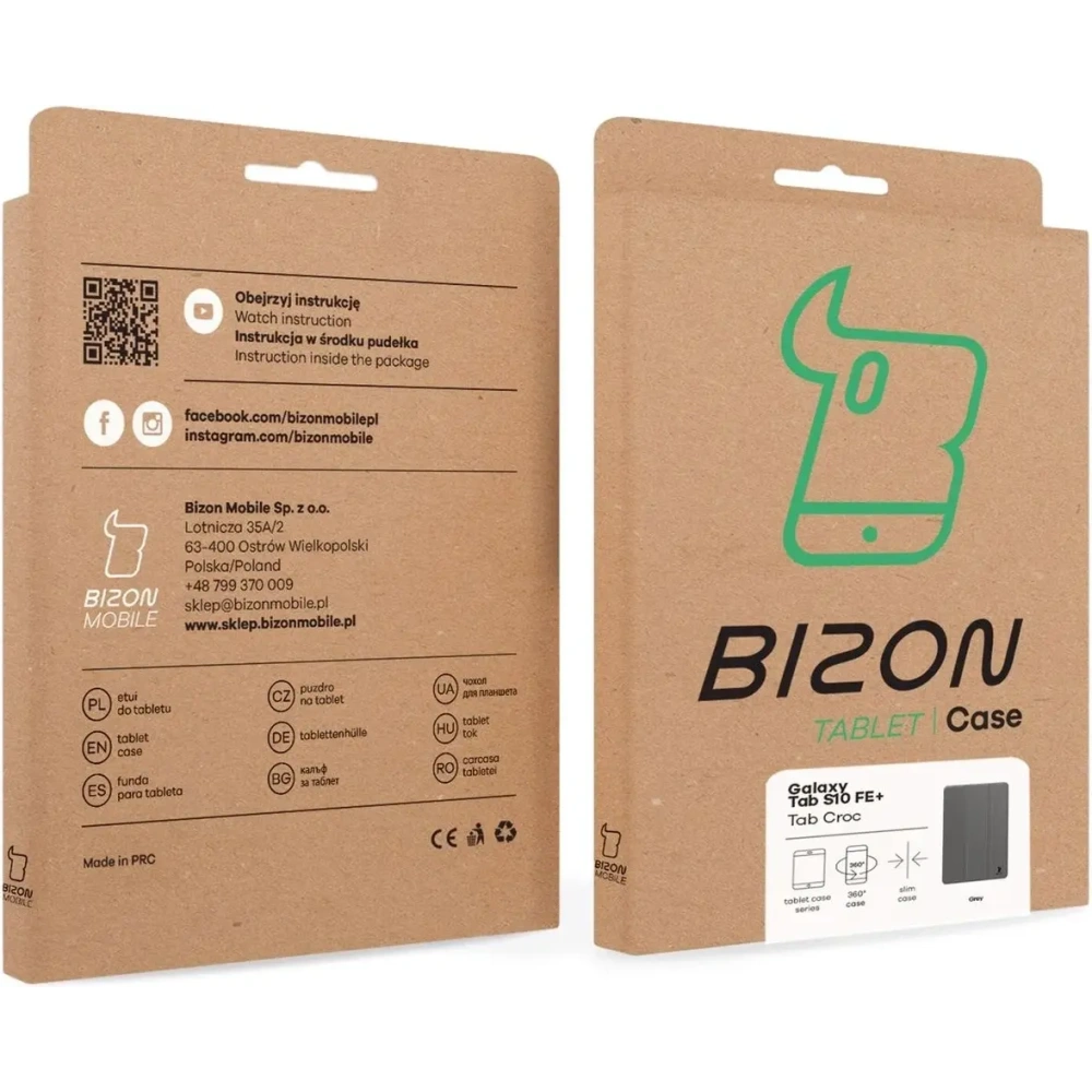 Etui z klapką Bizon Case Tab Croc do Samsung Galaxy Tab S10 FE+ Plus szare