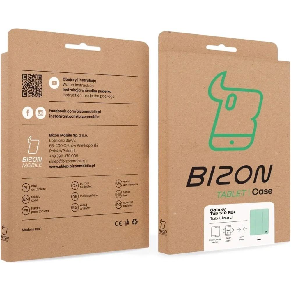 Etui z klapką Bizon Case Tab Lizard do Samsung Galaxy Tab S10 FE+ Plus miętowe