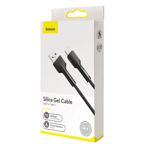 Kup USB-C kábel Baseus Szilikon, 3A, 1m (fekete) - BSU1515BLK - {ean13} - Sklep Home Screen
