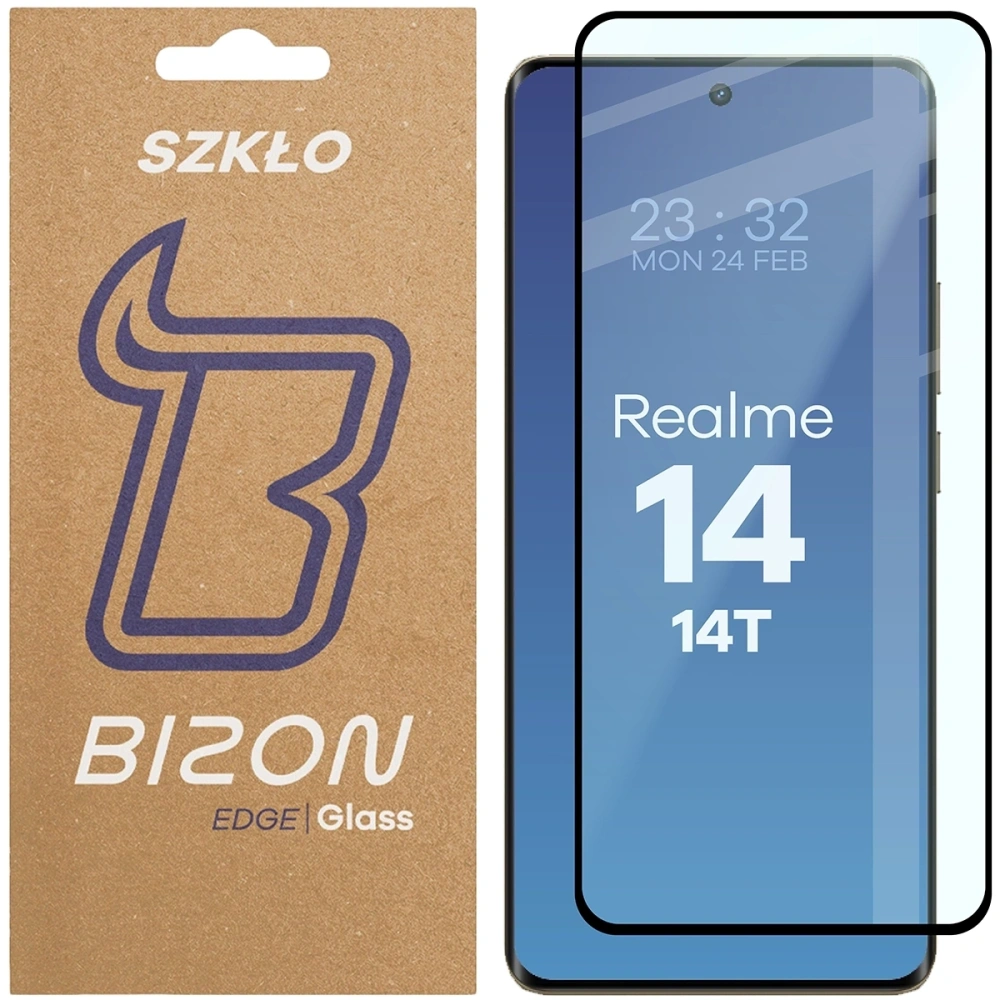 Szkło hartowane Bizon Glass Edge 2 do Realme 14 5G / 14T 5G czarna ramka