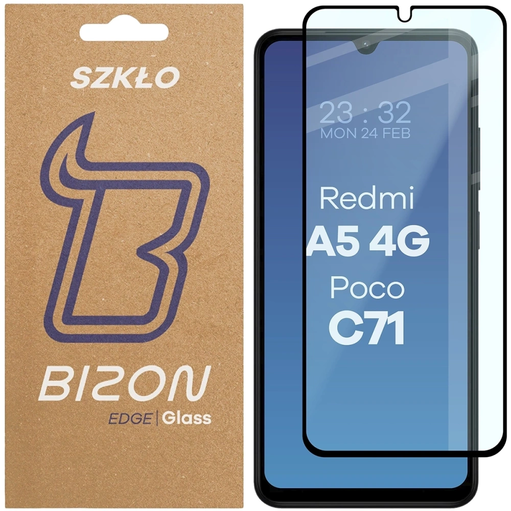 Szkło hartowane Bizon Glass Edge 2 do Xiaomi Redmi A5 4G / Poco C71 czarna ramka