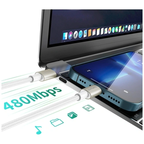 Kup Kabel USB-C / USB-C 4smarts PremiumCord 60W biały/srebrny [3 PACK] - 4SMR88 - {ean13} - Sklep Home Screen
