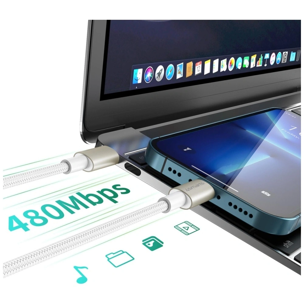 Kabel USB-C / USB-C 4smarts PremiumCord 60W biały/srebrny [3 PACK]