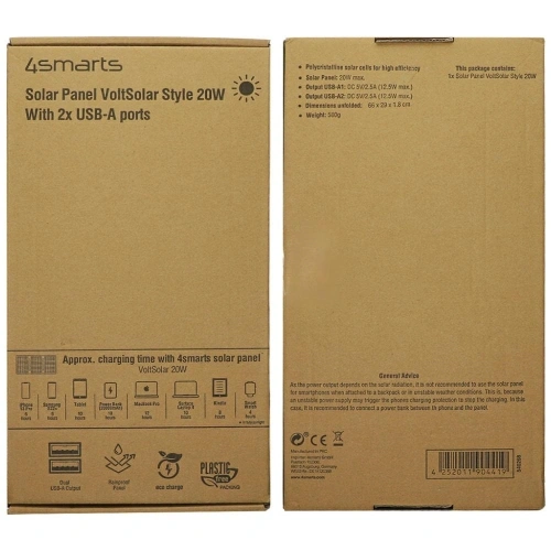 Buy 4smarts VoltSolar 20W Solar Panel 2xUSB-A Gray - 4SMR91 - {ean13} - Home Screen Store Europe