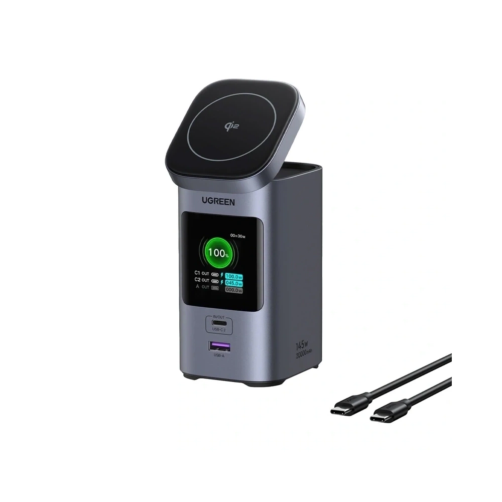 Ładowarka indukcyjna / Powerbank UGREEN Nexode 2w1 20000mAh 145W Qi2 USB-A, 2xUSB-C
