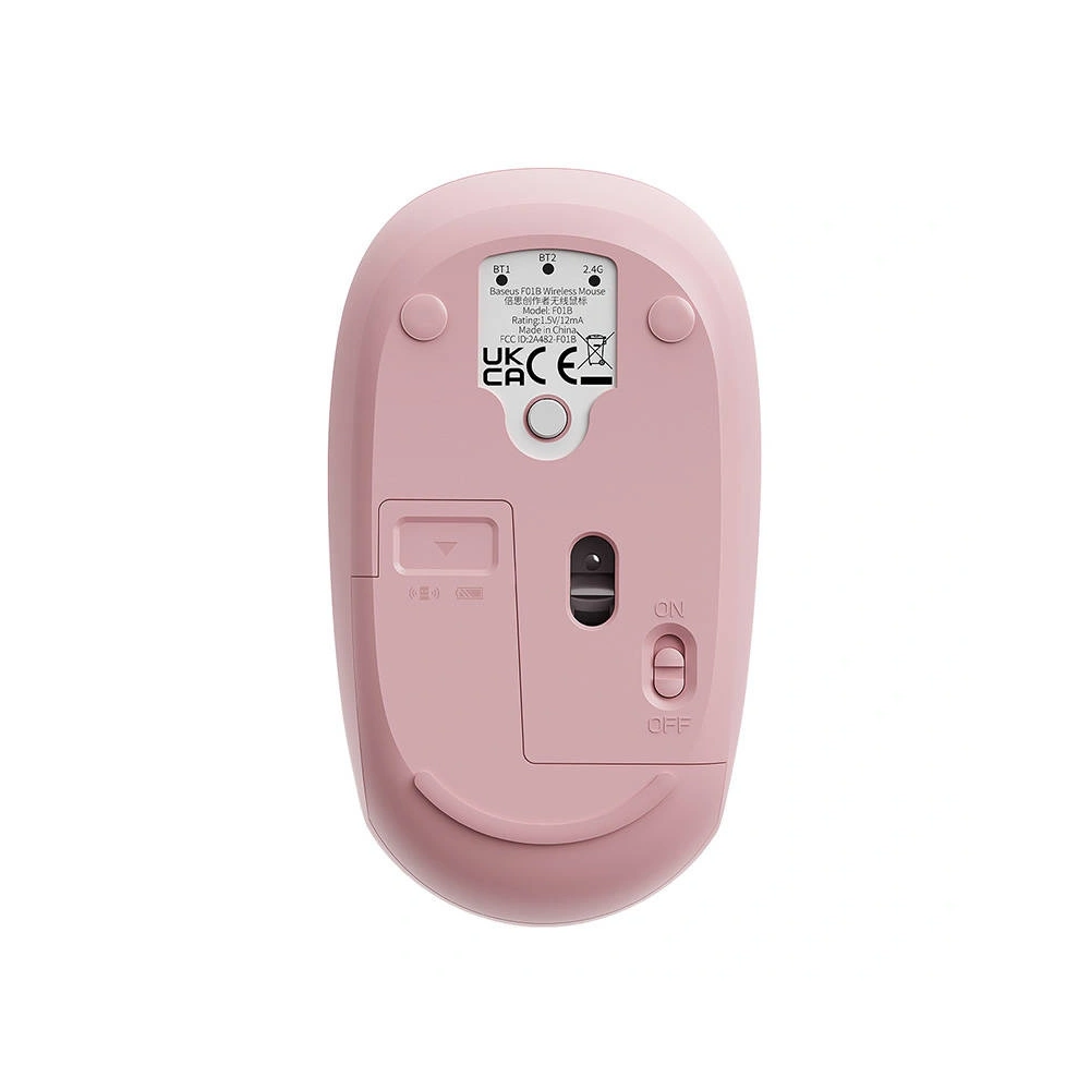 Bezprzewodowa myszka Baseus F01B Tri-Mode 2.4G BT 5.0 1600 DPI(różowa)