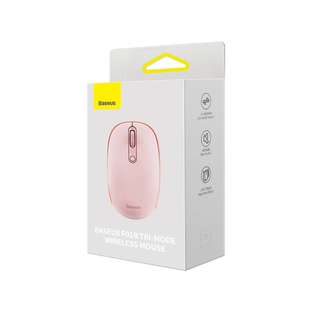 Bezprzewodowa myszka Baseus F01B Tri-Mode 2.4G BT 5.0 1600 DPI(różowa)