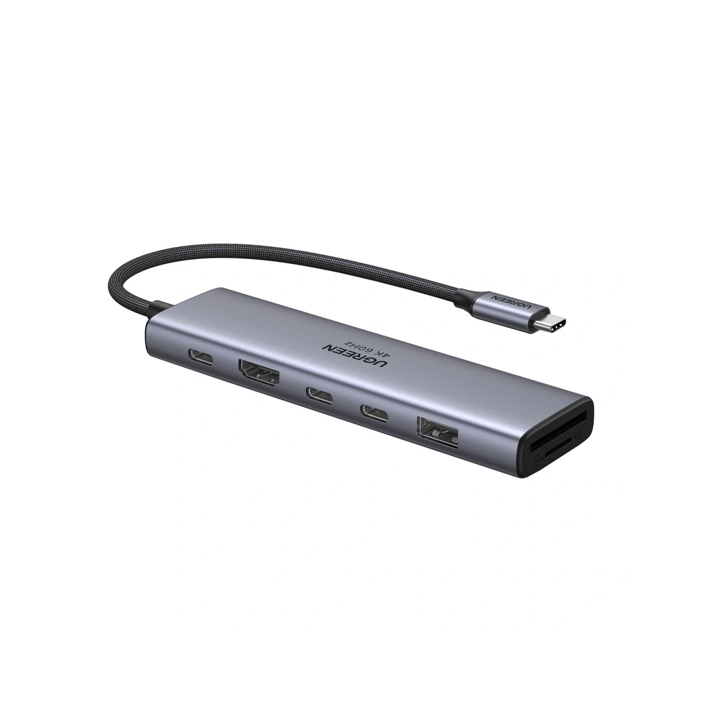 Adapter 7w1 UGREEN USB-A 3.2, 2xUSB-C 3.2, USB-C Pass-through, HDMI 4K60Hz, SD/TF