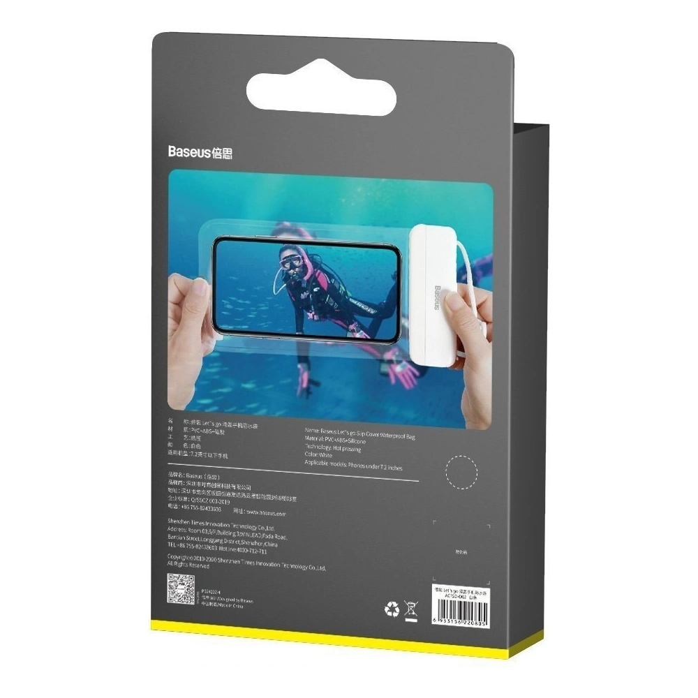 Uniwersalne etui wodoodporne Baseus Let's Go do smartfonów (białe)