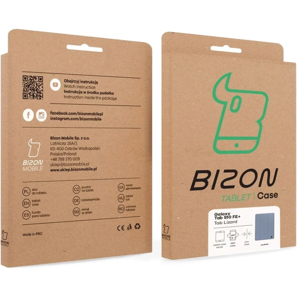 Etui z klapką Bizon Case Tab Lizard do Samsung Galaxy Tab S10 FE+ Plus lawendowe