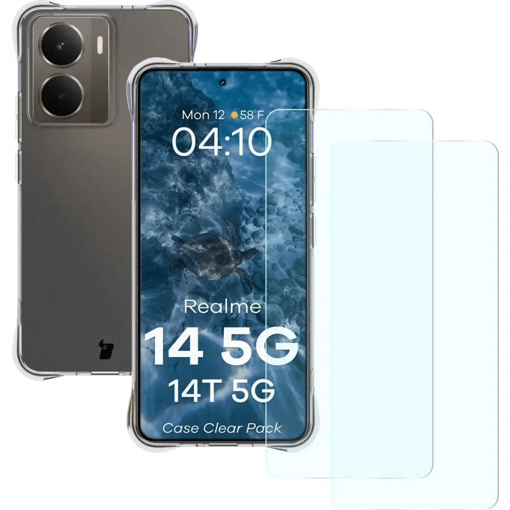 Etui + 2x szkło na ekran Bizon Case Clear Pack do Realme 14 5G / 14T 5G