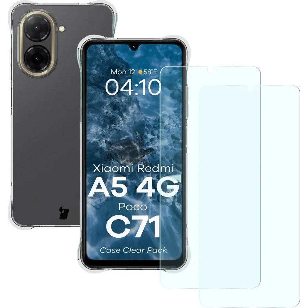 Etui + 2x szkło na ekran Bizon Case Clear Pack do Xiaomi Redmi A5 4G / POCO C71 4G