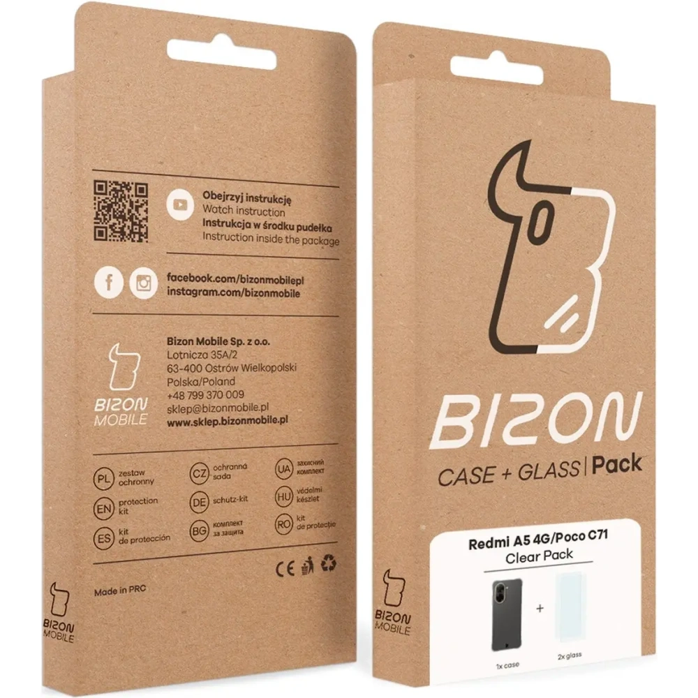 Etui + 2x szkło na ekran Bizon Case Clear Pack do Xiaomi Redmi A5 4G / POCO C71 4G