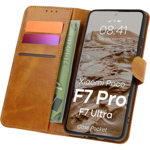 Kup Etui z klapką Bizon Case Pocket do Xiaomi POCO F7 Pro / F7 Ultra brązowe - BIZ9274 - {ean13} - Sklep Home Screen