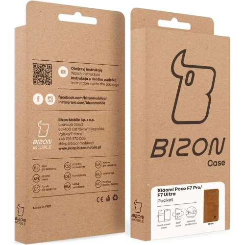 Kup Etui z klapką Bizon Case Pocket do Xiaomi POCO F7 Pro / F7 Ultra brązowe - BIZ9274 - {ean13} - Sklep Home Screen