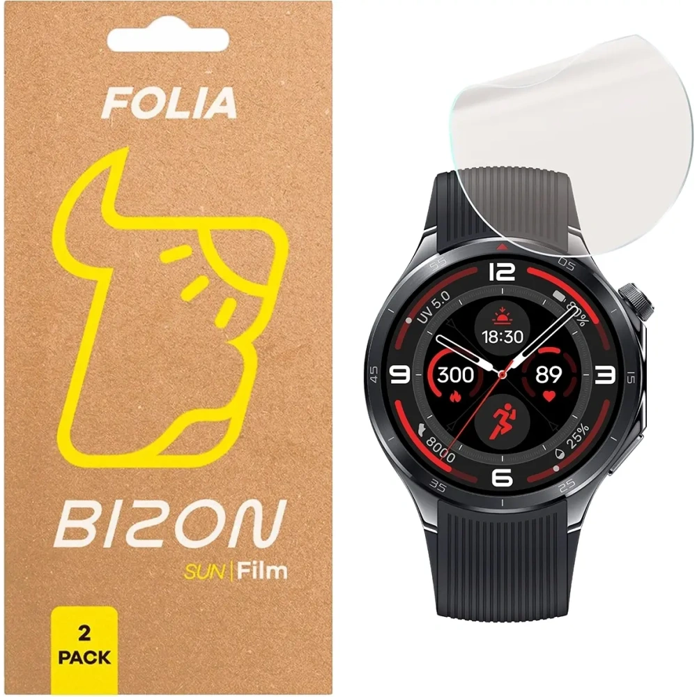 Folia matowa Bizon Glass Watch Film Sun do OnePlus Watch 3 [2 PACK]