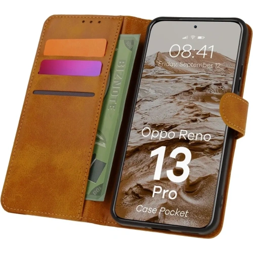 Kup Etui z klapką Bizon Case Pocket do Oppo Reno13 Pro brązowe - BIZ9288 - {ean13} - Sklep Home Screen