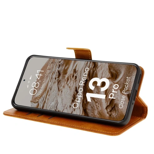 Kup Etui z klapką Bizon Case Pocket do Oppo Reno13 Pro brązowe - BIZ9288 - {ean13} - Sklep Home Screen