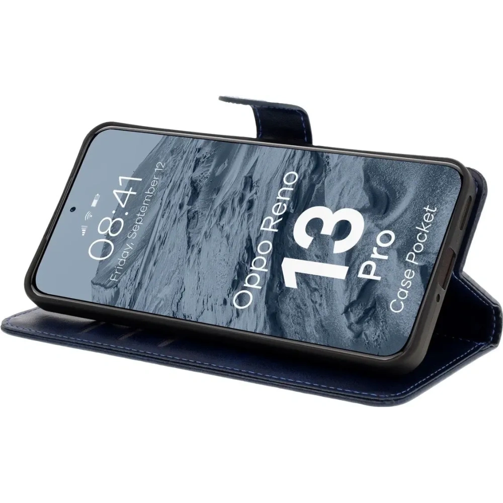 Etui z klapką Bizon Case Pocket do Oppo Reno13 Pro granatowe