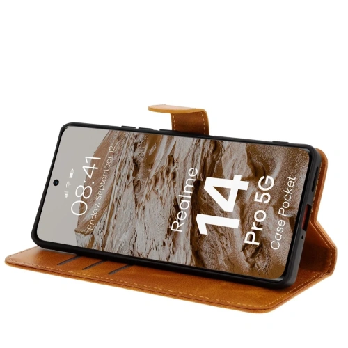 Kup Etui z klapką Bizon Case Pocket do Realme 14 Pro 5G brązowe - BIZ9291 - {ean13} - Sklep Home Screen