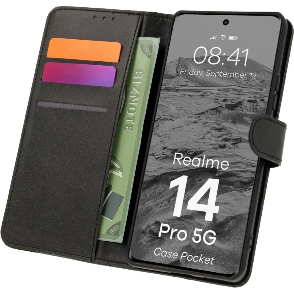 Etui z klapką Bizon Case Pocket do Realme 14 Pro 5G czarne