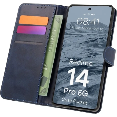 Kup Etui z klapką Bizon Case Pocket do Realme 14 Pro 5G granatowe - BIZ9293 - {ean13} - Sklep Home Screen