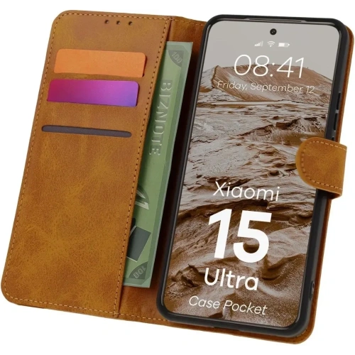 Kup Etui z klapką Bizon Case Pocket do Xiaomi 15 Ultra brązowe - BIZ9294 - {ean13} - Sklep Home Screen