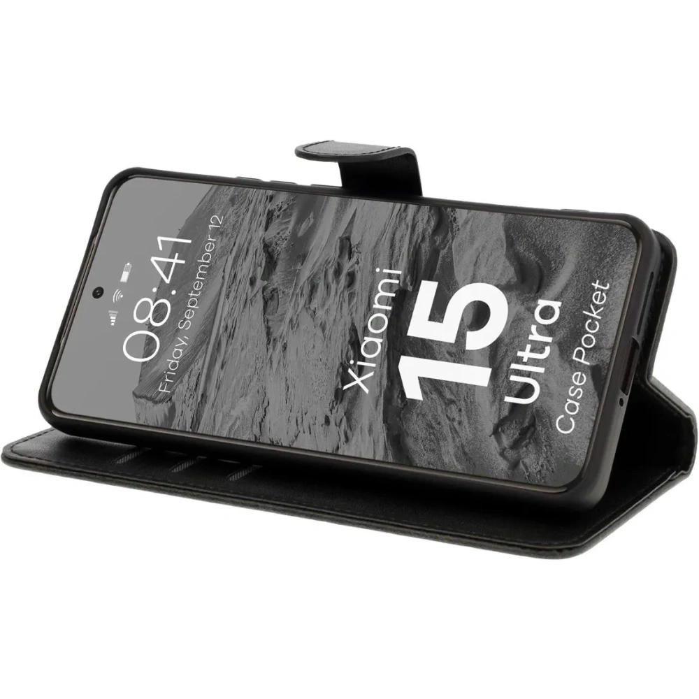 Etui z klapką Bizon Case Pocket do Xiaomi 15 Ultra czarne