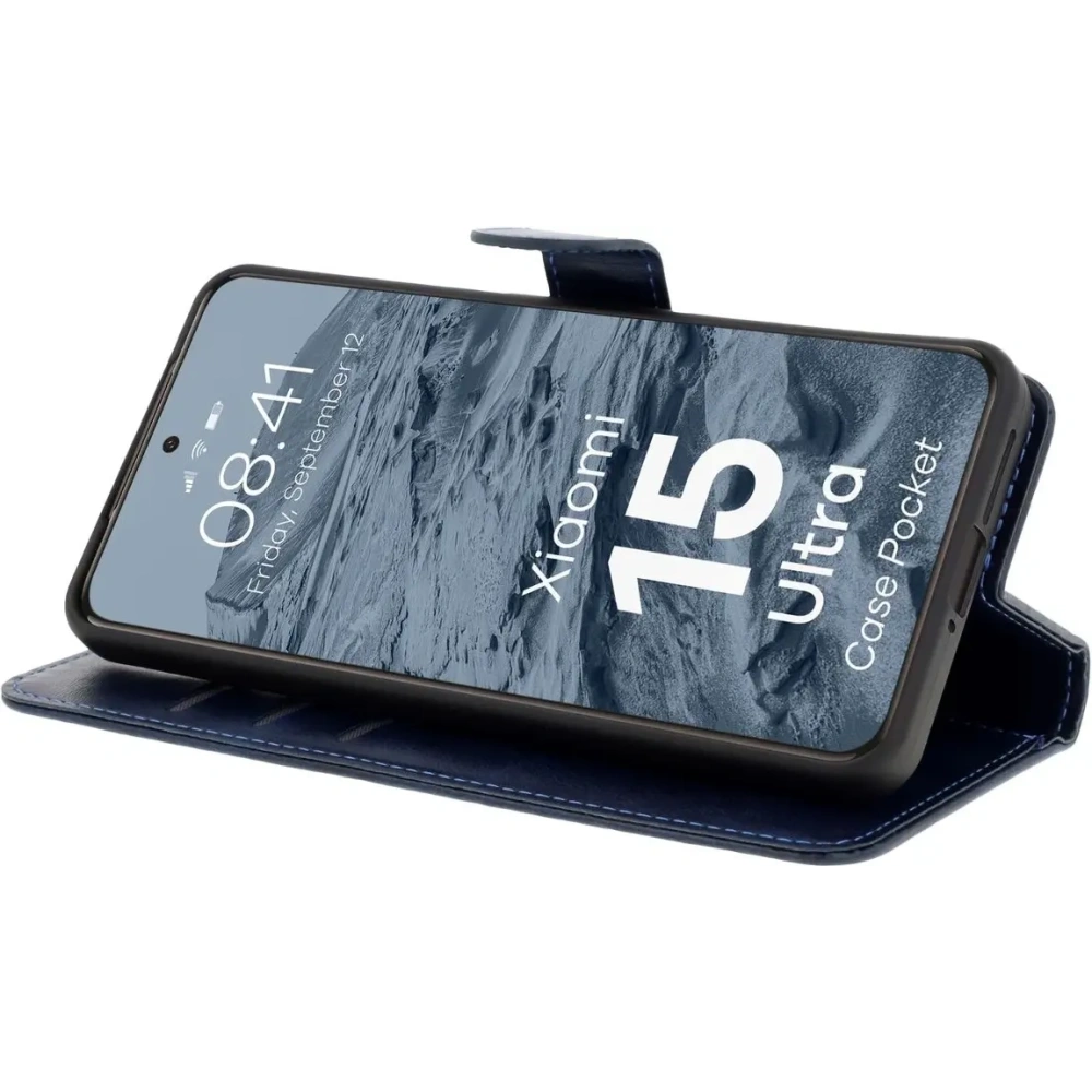 Etui z klapką Bizon Case Pocket do Xiaomi 15 Ultra granatowe