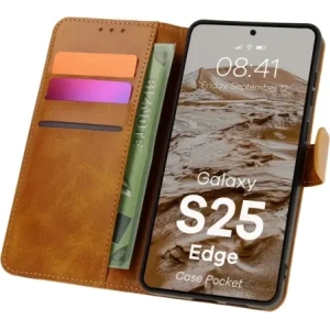 Buy BIZON Case Pocket Samsung Galaxy S25 Edge brown - BIZ9302 - {ean13} - Home Screen Store Europe