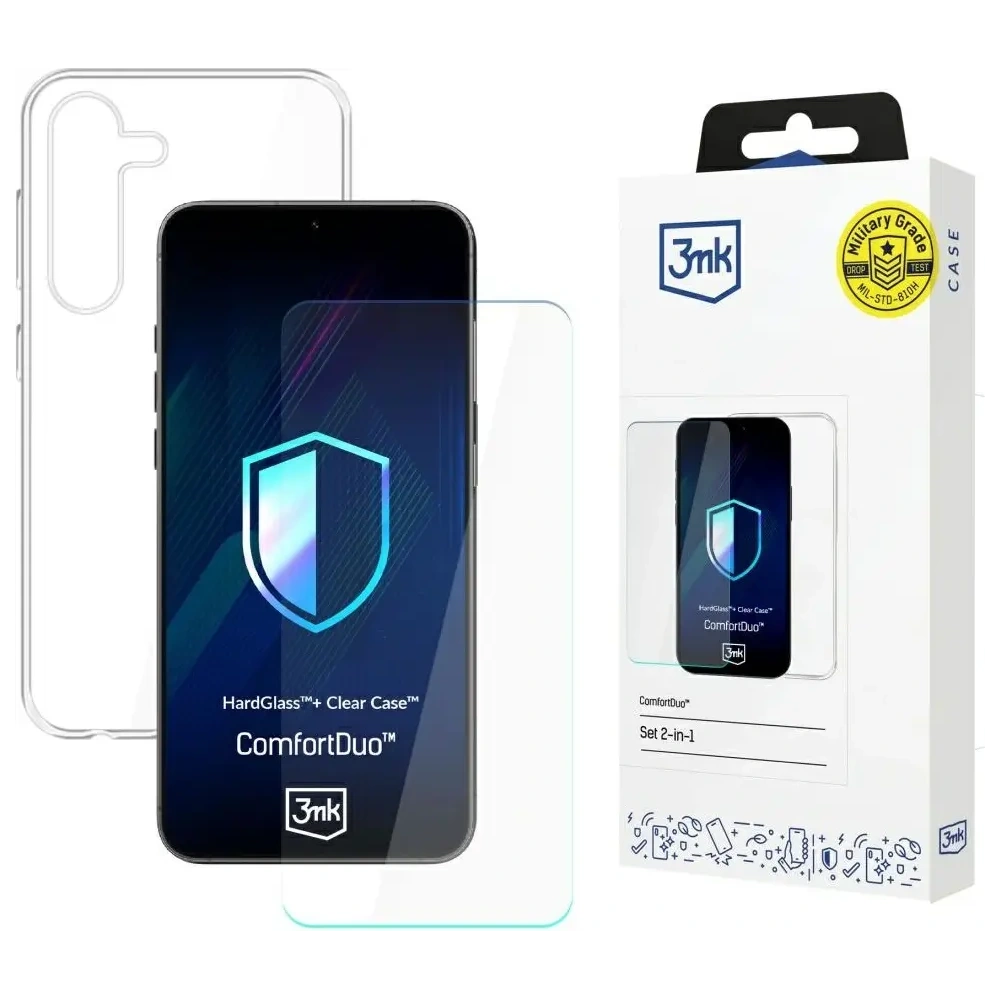 Zestaw 3MK ComfortDuo Clear HardGlass + Clear Case do Samsung Galaxy S25