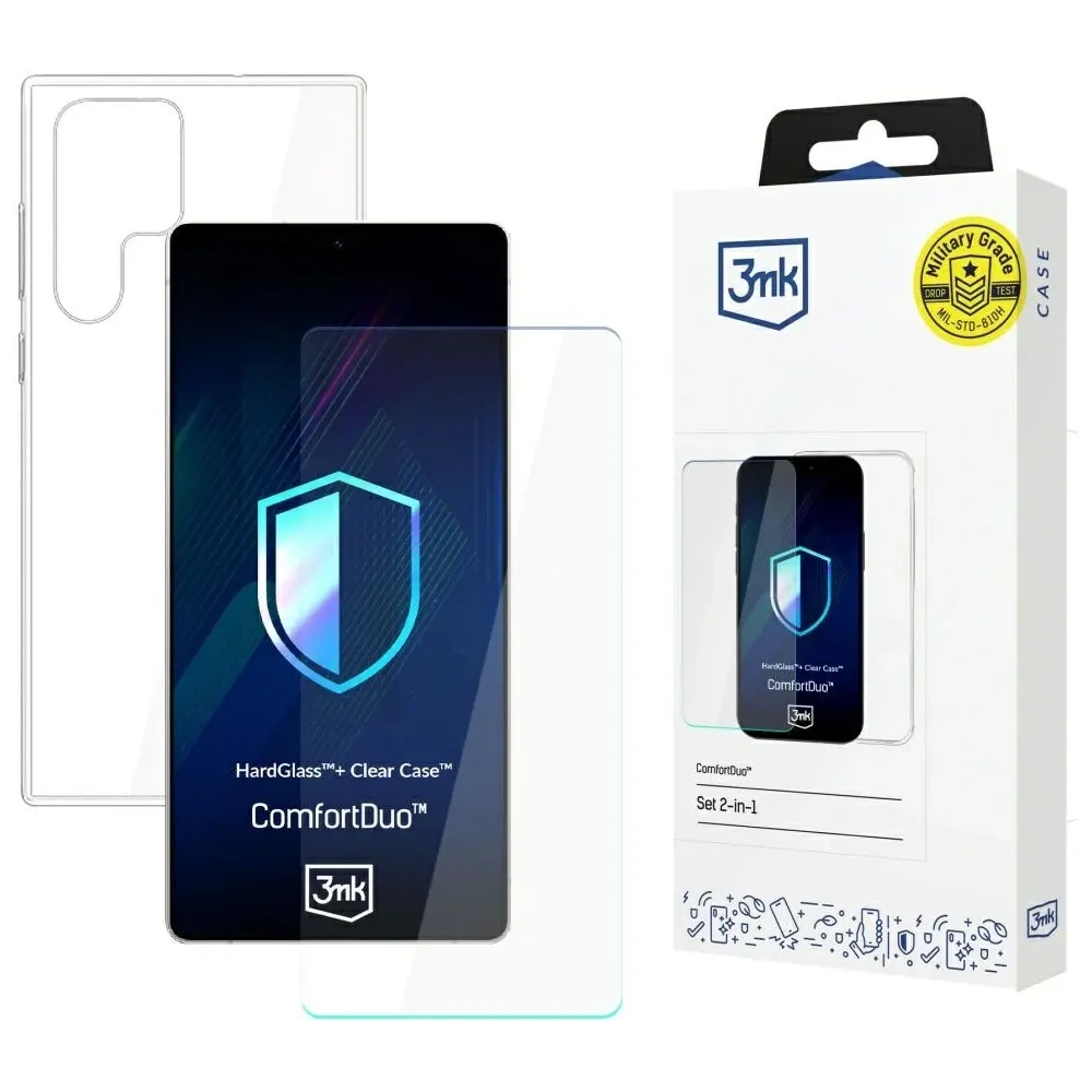 Zestaw 3MK ComfortDuo Clear HardGlass + Clear Case do Samsung Galaxy S25 Ultra