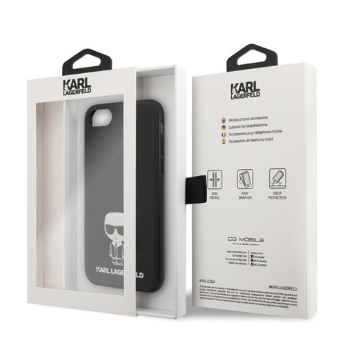 Kup Karl Lagerfeld Apple Tasche KLHCI8IKFBMBK iPhone SE 2022/SE 2020/8/7 Hartschalenetui schwarz/schwarz Saffiano Ikonik - KLD294BLK - {ean13} - Sklep Home Screen