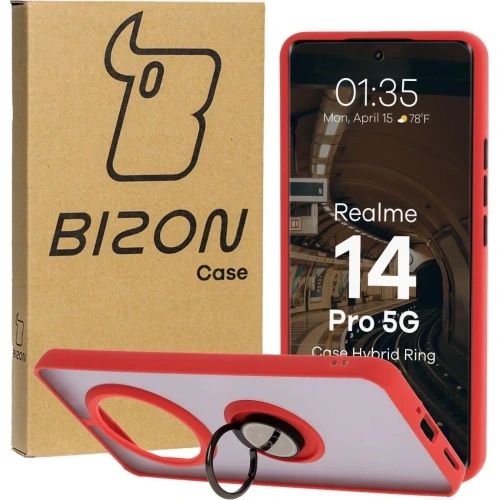 Buy Bizon Case Hybrid Ring Realme 14 Pro 5G smoky with a red frame - BIZ9305 - {ean13} - Home Screen Store Europe