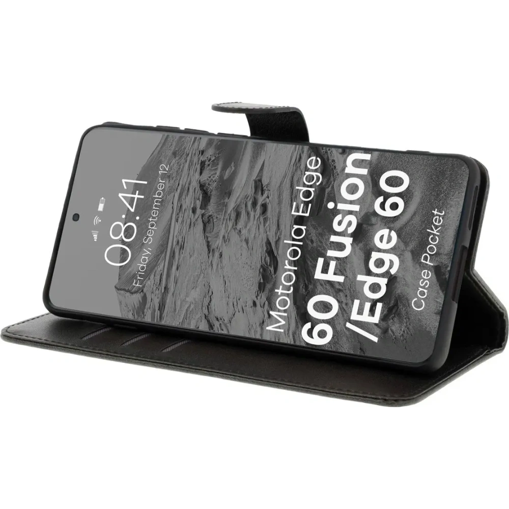 Etui z klapką Bizon Case Pocket do Motorola Edge 60 / 60 Fusion czarne