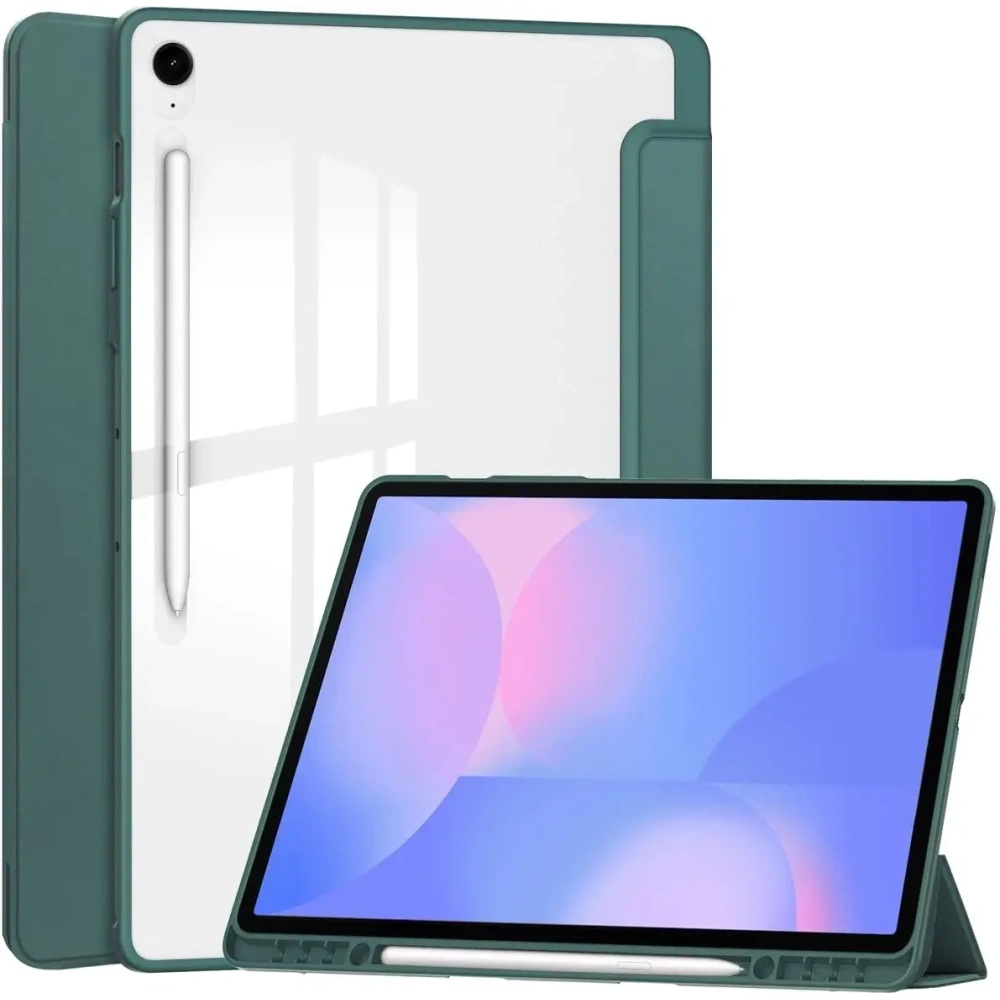 Etui z klapką Bizon Case Tab Clear Matt do Samsung Galaxy Tab S10 FE+ Plus ciemnozielone