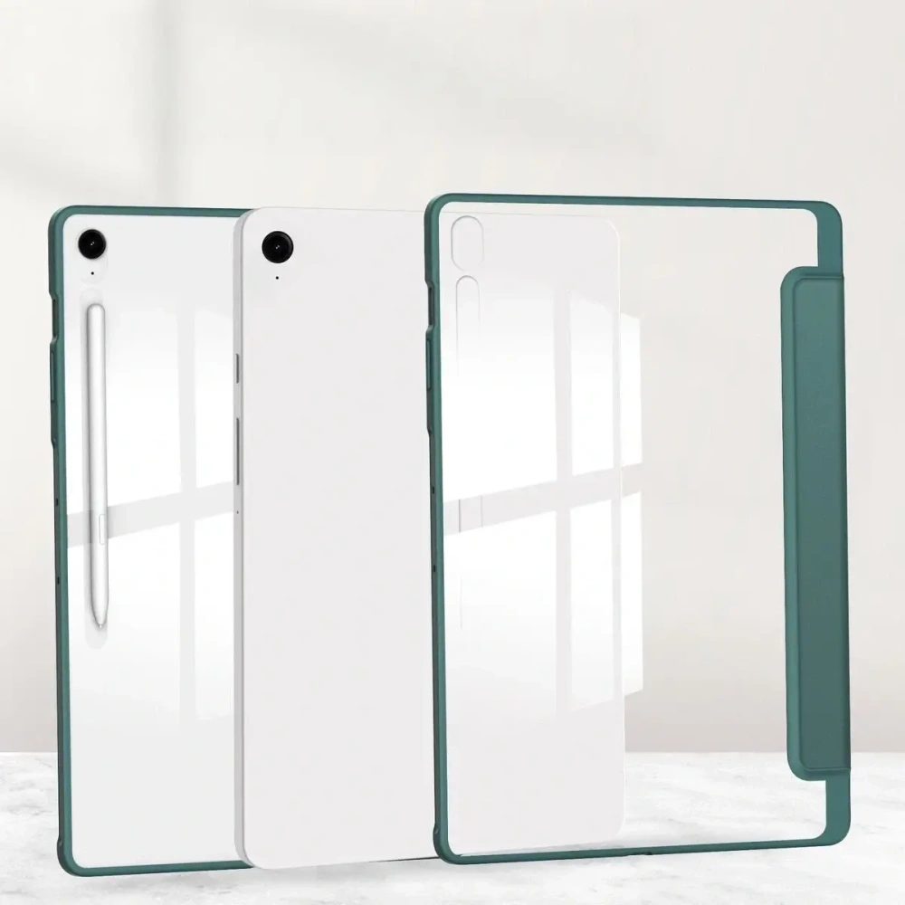 Etui z klapką Bizon Case Tab Clear Matt do Samsung Galaxy Tab S10 FE+ Plus ciemnozielone