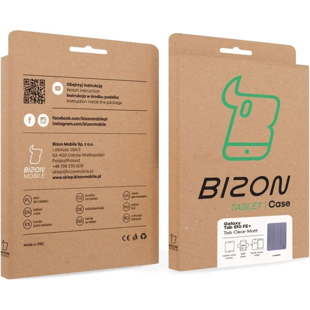 Etui z klapką Bizon Case Tab Clear Matt do Samsung Galaxy Tab S10 FE+ Plus lawendowe