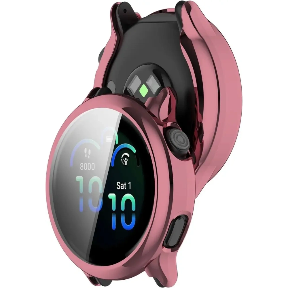 Etui z osłoną ekranu Bizon Case Watch Felipe do Garmin Vivoactive 6 różowe
