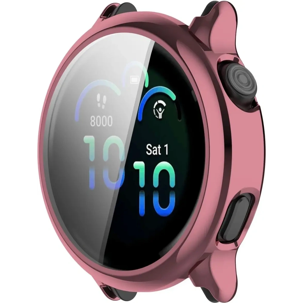 Etui z osłoną ekranu Bizon Case Watch Felipe do Garmin Vivoactive 6 różowe