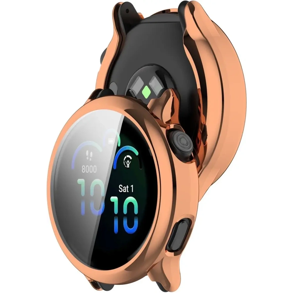 Etui z osłoną ekranu Bizon Case Watch Felipe do Garmin Vivoactive 6 różowozłote