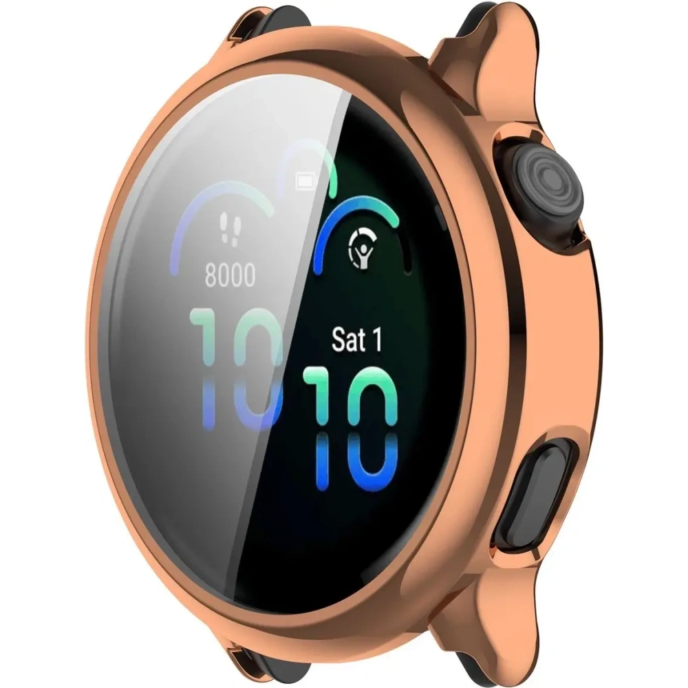 Etui z osłoną ekranu Bizon Case Watch Felipe do Garmin Vivoactive 6 różowozłote