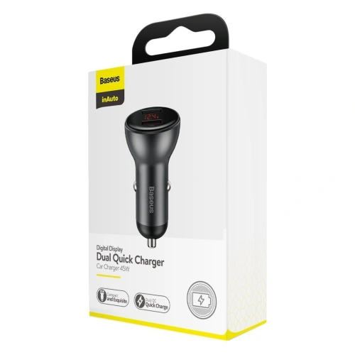 Kup Baseus Autoladegerät Digital Display, 2x USB, QC3.0, 45W, 5A (grau) - BSU1532GRY - {ean13} - Sklep Home Screen