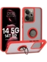 Bizon Case Hybrid Gyűrű Realme 14 5G / 14T 5G füstös piros kerettel